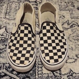Vans Black and White Checkered Slip-On Sneakers